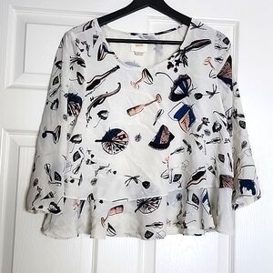 Antropology Maeve Women's Long Sleeve Silk Blouse Size 4